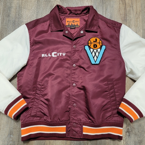Just Don x ALL CITY Mens Snap Up Basketball Jacket Sz Medium Burgundy Ret $195 - Picture 5 of 14